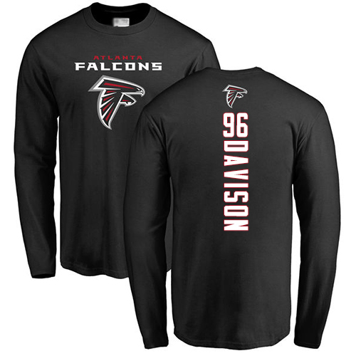 Atlanta Falcons Men Black Tyeler Davison Backer NFL Football #96 Long Sleeve T Shirt->nfl t-shirts->Sports Accessory